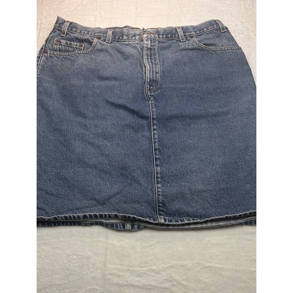 Vintage Levis 550 Denim Knee Length Skirt Women Plus Size 20 Med Wash EUC
